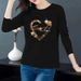 A Fashionable Round-Neck T-Shirt For Women's Autumn/Winter Wear, Perfect For Middle-Aged Mothers Featuring Long Sleeve_ecoleips.com