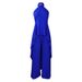 Women's Clothing Elegant Halter Neck Backless Top & Wide-Leg Pants Set | Crinkle Texture Two-Piece Outfit | Polyester Blend Women’s Suit_ecoleips.com