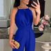 Women's Clothing Summer New Sexy One Shoulder Sleeveless Lace Up Jumpsuit_ecoleips.com