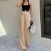 Women's Clothing High-Waisted Straight Leg Trousers Fashion Autumn Style Casual Solid Color American Design Bottoms_ecoleips.com