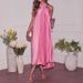 Women's Clothing Summer Solid Color Halter Neck Fashion Pleated Sexy Backless Dress_ecoleips.com