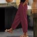 Women's Cotton Linen Trousers Solid Color Fashion Casual Elastic Waist Side Pocket Spring Autumn New Style_ecoleips.com