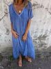 New Arrival Women's Cotton Linen V Neck Semi Formal Dress Style Independent Store Fashion_ecoleips.com