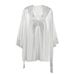 White Satin Long Sleeve Lace Trim Nightgown Strap Nightdress Pajama Set European And American Autumn New Home Wear For_ecoleips.com