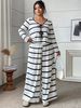 "Plus Size Striped Tie-Front Top & Wide Leg Pants Set – Casual Two-Piece Outfit (Black, XL-4XL)"_ecoleips.com