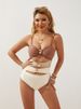 Aria Basics 2025 New European American Export Model: Women's High-Waisted Slimming One-Piece Swimsuit With Metal Buckle And Hollow_ecoleips.com