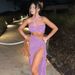 Women's Summer Fashion Sexy Strapless Slim Fit Pleated Slit Floral Tie Set American Style Trendy Clothing_ecoleips.com