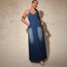 K Large Size Women's New Denim Camisole Long Dress_ecoleips.com