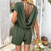 Diyun 2025 Spring Summer European And American Bohemian Casual Solid Color Sexy Hollow Out Short Sleeve_ecoleips.com