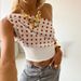 2025 Summer New Women's Fashion Retro Gentle Polka Dot Sexy One-Shoulder Crop Top With Waist Cinching_ecoleips.com