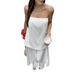 Women's Clothing Women's Artistic Resort Wear Set Strapless Top Long Skirt Loose Fit Spring Summer Style Clothing_ecoleips.com