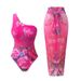 Women's Floral Print One-Piece Swimsuit High-Cut Leg Backless Design Halter Neck Long Torso Beach Pool Swimwear_ecoleips.com