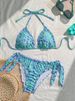 Cute Floral Print Three Piece Drawstring Bikini Sexy Two-Piece Hot Spring Swimsuit Women's Clothing_ecoleips.com