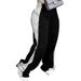 AC642 Spring European And American Cross-Border Women's New Elastic Waist Color-Block Versatile Straight Wide-Leg_ecoleips.com