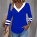 Men's & Women's Color-Block V-Neck Long Sleeve T-Shirt – Oversized Casual Polyester Top For Streetwear & Workwear (Black/Pink/Blue/Red)_ecoleips.com