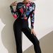 Muslim Swimsuit Sexy One-Piece Swimsuit Women's Long Sleeve Conservative Pants Color Block Swimwear Polyester Fabric With Chest Pad No Steel Ring_ecoleips.com