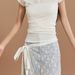 Fashionable Lace Trimmed Multi Layered Black And White Sequin Midi Skirt Novel Irregularly Tied Niche Design Trendy Women's Bottoms_ecoleips.com