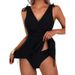 "Deep V-Cut One-Piece Swimsuit With Detachable Bikini Bottom – Sexy Monokini & Bikini Set For Beach & Pool_ecoleips.com