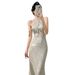 Women's Elegant Long Dress New Style Sexy Halter Neck Mermaid Style Sequined Evening Gown For Banquets_ecoleips.com