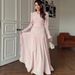 Elegant Floral Print V-Neck Maxi Dress With Elastic Waist For Women, Casual & Office Wear, Blue & Pink Options_ecoleips.com