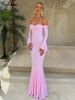 Hugcitar Elegant Slash Neck Mesh Long Flare Sleeve Backless Sexy Pleated Maxi Dress Summer Women Clothes Evening Party Festival_ecoleips.com