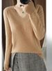 K V-neck Loose Knit Sweater For Women's New Style, Versatile Sweater For Outerwear, Solid Color Long Sleeved Thin Style, Stylish Top_ecoleips.com