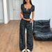 Women's Clothing Sports Yoga Button Short Sleeved Wide Leg Trousers Suit Spring And Summer_ecoleips.com