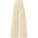 Retro High-Waisted Wide Leg Pants - Flowy Polyester Pants With Pockets For Casual & Office Wear (Black/Grey/Taupe/Green/Pink/Blue, S-XXL)_ecoleips.com