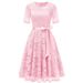 Women's Slim Fit Elegant Bow Dress Lace European American Style Spring Summer Fashion Cross Border Design_ecoleips.com