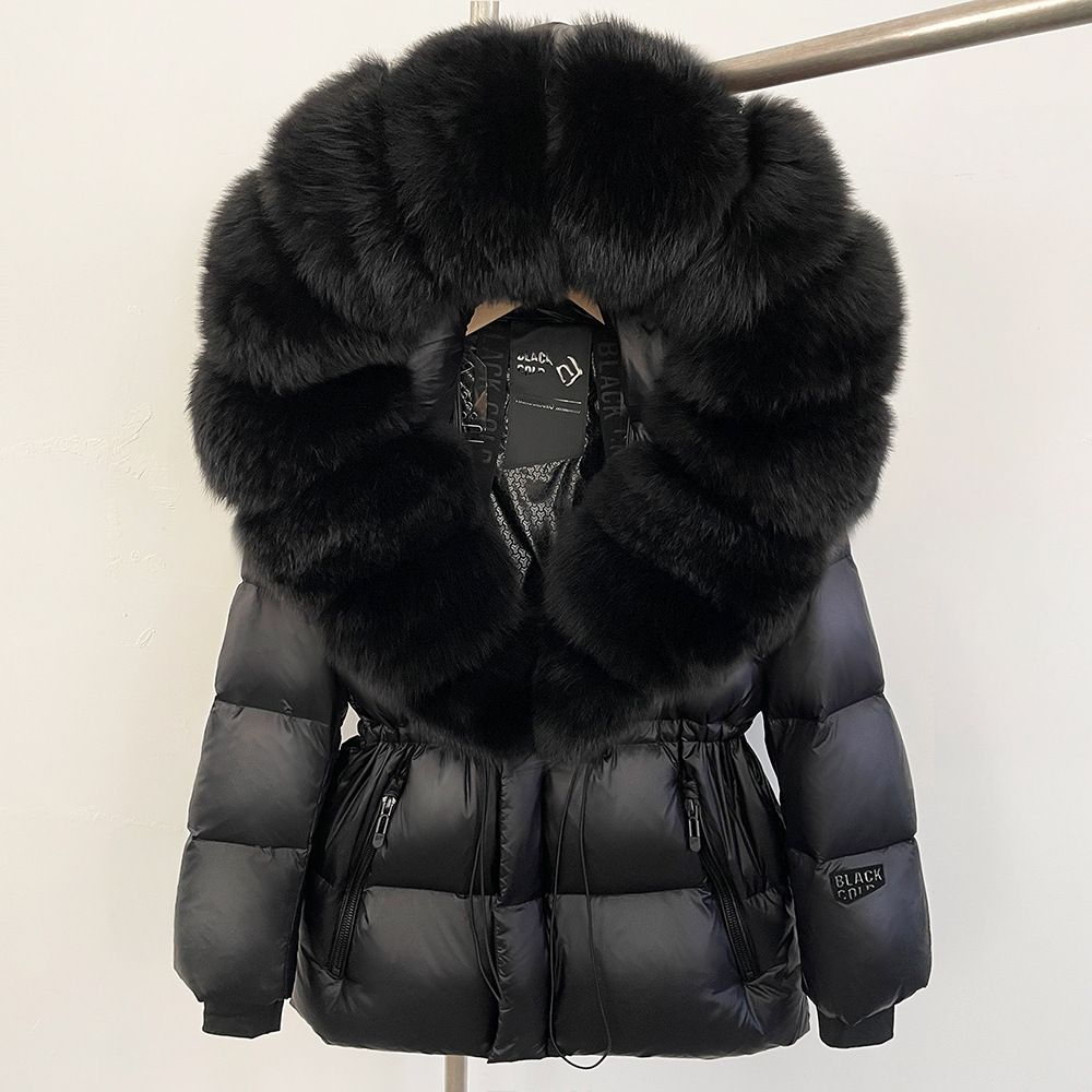 Goose Down Jacket For Women New High End Fur Fox Fur Large Fur Collar Hooded Down Jacket Mid Length Coat_ecoleips.com