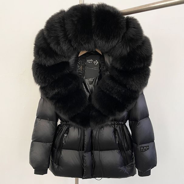 Goose Down Jacket For Women New High End Fur Fox Fur Large Fur Collar Hooded Down Jacket Mid Length Coat_ecoleips.com