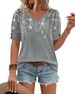 OFEEFAN Womens Tops Short Sleeve Shirts Buttons V Neck Spring Fashion Summer Outfits Plus Size Blouses Dressy Casual_ecoleips.com