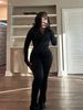 2026 European And American Spring Summer New Cross-Border Sports Casual Women's Sexy Tight Long Sleeve Flared_ecoleips.com