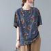 Floral Print Short-Sleeved T-Shirt For Women, Plus-Size Women's Spring And Summer Base Layer, Casual And Artistic Top, L_ecoleips.com