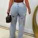 S391349 Cross-Border Women's Wholesale Fashion Classic Embroidery Retro Artistic Blue High-Waisted Wide-Leg Denim Pants_ecoleips.com