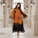 Modest Abaya Dress Elegant Stylish Muslim Robe Dress For Women Middle East Floral Art Pattern Polyester Women's Clothing_ecoleips.com