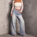 Women's Mid-Rise Wide Leg Jeans Retro Style Stamped Detailing Exclusive Cross Border Collection_ecoleips.com