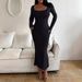 Women's Sexy Long Sleeve U Neck Bodycon Mermaid Hem Mini Dress – Pure Cute Fall Party Gown 2026_ecoleips.com