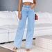 Women's Clothing Elastic Wide Leg Denim Trousers Fashion Washed Jeans_ecoleips.com