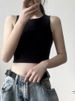 Summer New Ladies Retro Crop Top High Waist Slimming Stretch Slim Short Sleeveless Bottoming Top_ecoleips.com
