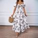 2026 New European And American Summer Style Elegant Floral Hollow Out Off-Shoulder Printed Dress For Women With A_ecoleips.com