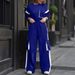 Retro Streetwear Two-Piece Set, Sporty Chic Outfit With Color Blocking, Matching Tracksuit Style Top And Pants For Women, Casual Jogger Set_ecoleips.com
