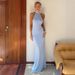 Summer Style Women's Sexy Backless Sleeveless Stand Collar Halter Neck Tie Solid Color Bodycon Dress_ecoleips.com