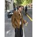 Vintage Suede For Women Spring And Autumn 2025 New High-end Small Size Turn-down Collar Loose Casual Jacket Top_ecoleips.com