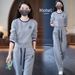 Women's European Station Casual Sportswear Suits Loose Fashion Round Neck Sweatshirt Wide Leg Trousers Two Piece Set Spring Autumn Trendy_ecoleips.com