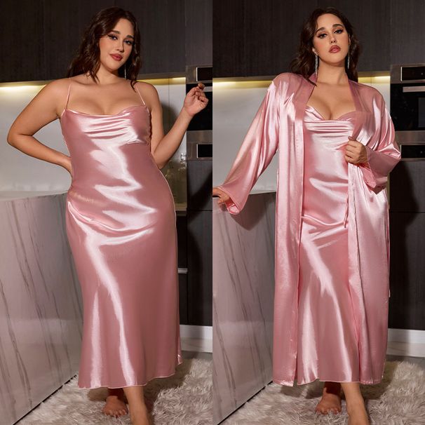 Women’s Clothing Long Suspender Dress Long Nightgown Suit Ladies Large Size Sexy Comfortable Long Sleeve Home Clothes_ecoleips.com