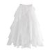 Aria Basics Aria Basics Women's Midi Fashionable Long Skirt, Solid Color, Ruffled, Fairy-like, Multi-layered, Irregular, Mid-waist, Light_ecoleips.com
