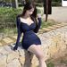Sexy Tight Strap Dress Set Women Summer Small Cardigan Two Piece Set Natural Waist Soft Cotton Polyester High Elasticity Mid ..._ecoleips.com