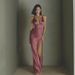 2026 Summer Cross-Border French Sexy Satin Long Dress, High-End Champagne Color Gown, Backless, Waist-Cinching, Slit_ecoleips.com