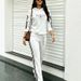 Women's European American Minimalist French Style Two Piece Set Letter Print Drawstring Hooded Long Sleeved Loose Fitting Trousers_ecoleips.com